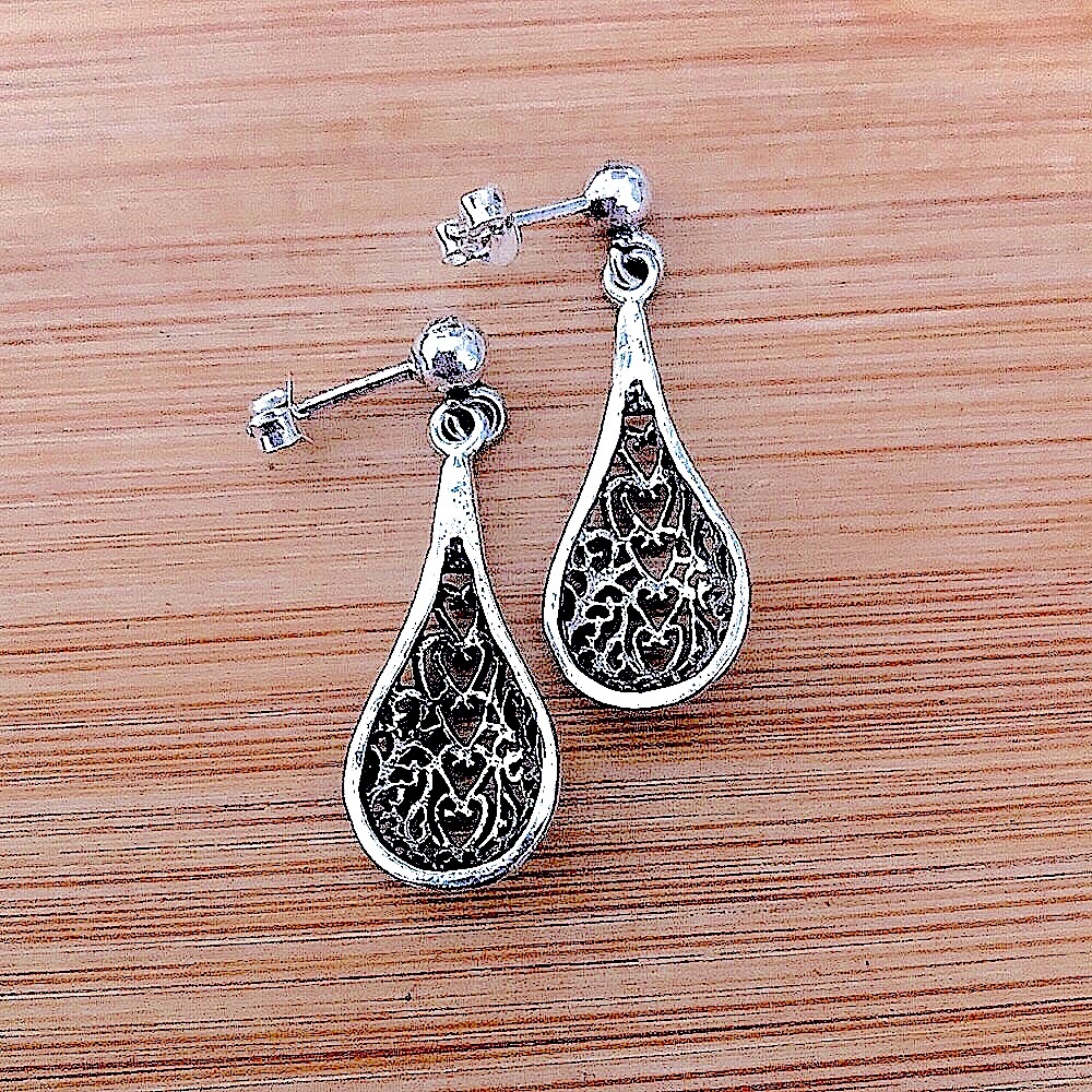 $44 2Pairs Estate Pierced Earrings Sterling 8.4 Grams Designer Mark & 925 - Picture 6 of 9
